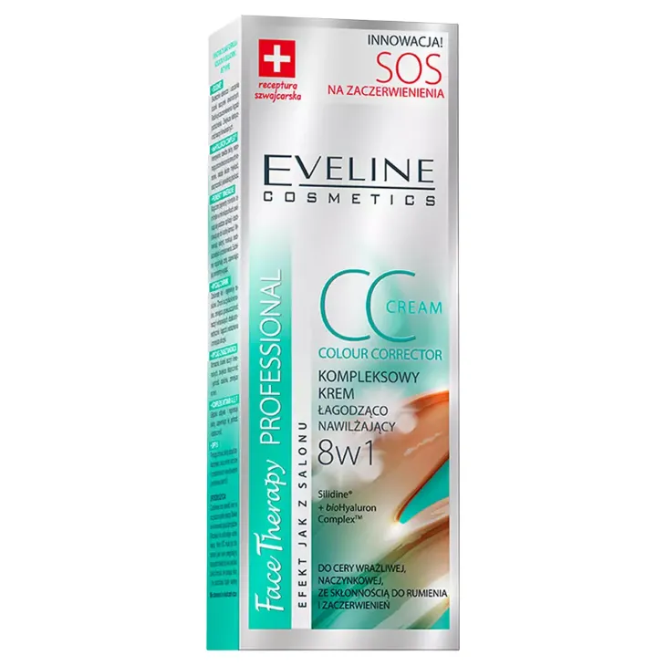 Eveline Cosmetics Face Therapy Colour Corrector kompleksowy krem CC do twarzy łagodząco-nawilżający 8w1 30 ml