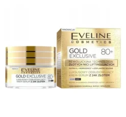 Eveline Cosmetics Gold Exclusive 80+ odbudowujący krem-serum z 24 K złotem 50 ml