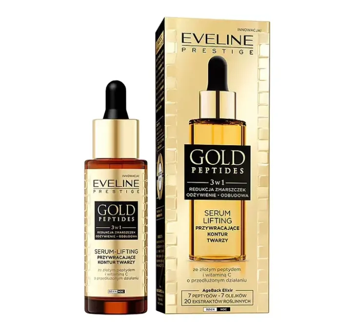 Eveline Cosmetics Gold Peptides liftingujące serum do twarzy 3w1 30 ml