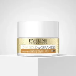 Eveline Cosmetics 24k Gold & Ceramidy skoncentrowany krem do twarzy głęboko odżywczy 70+ 50 ml