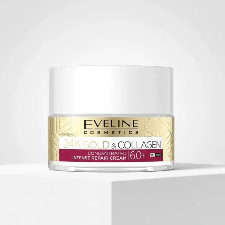 Eveline Cosmetics 24k Gold & Kolagen skoncentrowany krem do twarzy silnie naprawczy 60+ 50 ml
