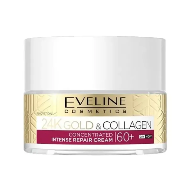 Eveline Cosmetics 24k Gold & Kolagen skoncentrowany krem do twarzy silnie naprawczy 60+ 50 ml