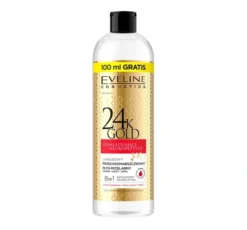Eveline Cosmetics 24K Gold Odmładzające Neuropeptydy luksusowy przeciwzmarszczkowy płyn micelarny 8w1 do twarzy, oczu i ust do cery dojrzałej, suchej i wrażliwej 500 ml