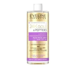 Eveline Cosmetics 24K Gold & Peptides Złota Terapia Nawilżająca 3w1 przeciwzmarszczkowy płyn micelarny 500 ml