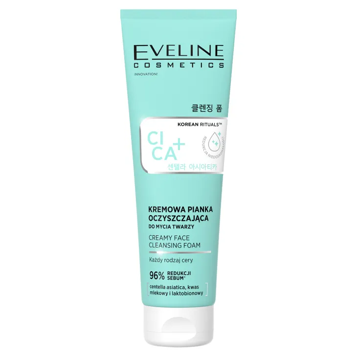 Eveline Cosmetics Korean Rituals CICA+ kremowa pianka oczyszczająca do mycia twarzy z ekstraktem z wąkroty azjatyckiej 125 ml