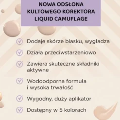 Eveline Cosmetics Liquid Camouflage wodoodporny korektor kamuflujący z kwasem hialuronowym 01 Light Porcelain 7 ml