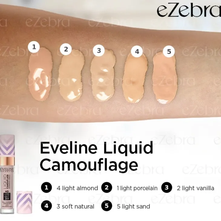 Eveline Cosmetics Liquid Camouflage wodoodporny korektor kamuflujący z kwasem hialuronowym 01 Light Porcelain 7 ml