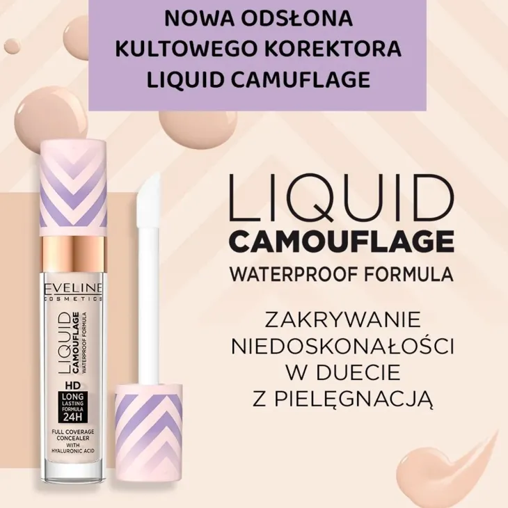 Eveline Cosmetics Liquid Camouflage wodoodporny korektor kamuflujący z kwasem hialuronowym 01 Light Porcelain 7 ml