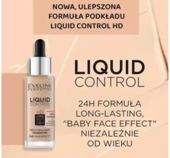Eveline Cosmetics Liquid Control HD matujący podkład do twarzy z niacynamidem 060 Sunny Beige 32 ml