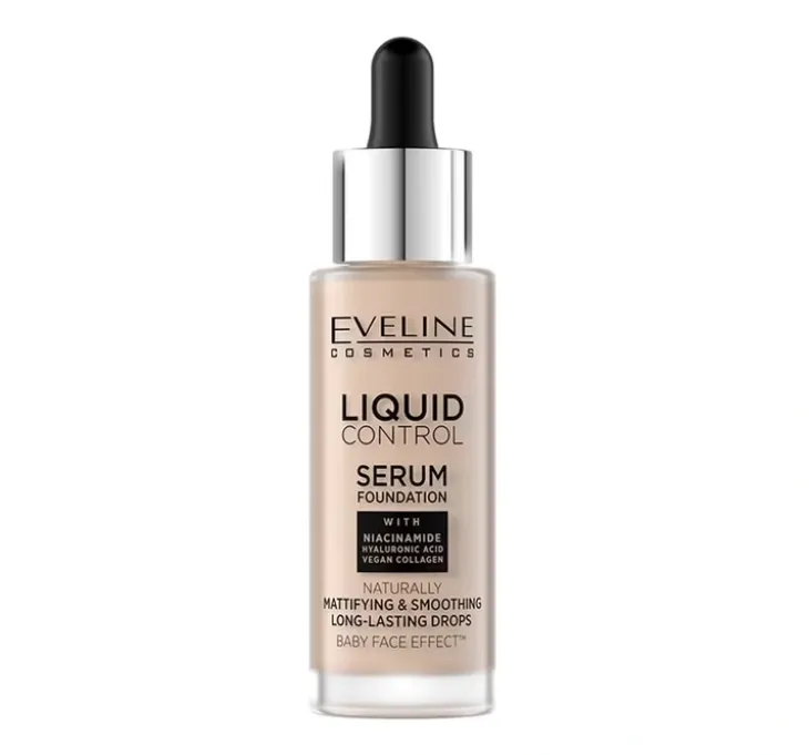 Eveline Cosmetics Liquid Control HD matujący podkład do twarzy z niacynamidem 010 Light Beige 32 ml