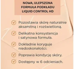 Eveline Cosmetics Liquid Control HD matujący podkład do twarzy z niacynamidem 065 Toffee 32 ml