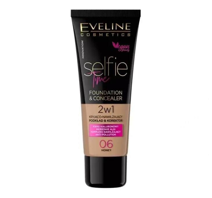 Eveline Cosmetics Selfie Time kryjąco-nawilżający podkład i korektor 06 Honey 30 ml