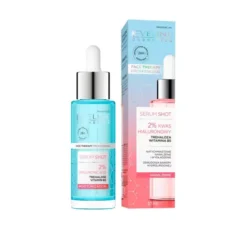 Eveline Cosmetics Serum Shot 2% kwas hialuronowy nawilżające serum do twarzy, szyi i dekoltu 30 ml