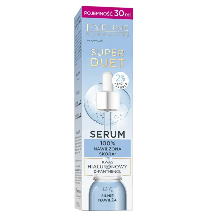 Eveline Cosmetics Super Duet nawilżające serum do twarzy z 2% kwasem hialuronowym 30 ml