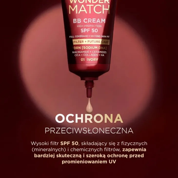 Eveline Cosmetics Wonder Match kryjący krem BB z SPF50 01 Ivory 30 ml