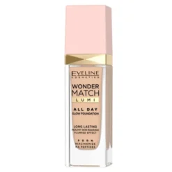 Eveline Cosmetics Wonder Match Lumi All Day Glow rozświetlający podkład w płynie z niacynamidem i PDRN 20 Nude 30 ml