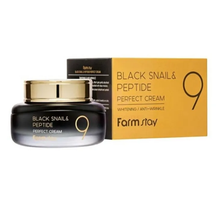 Farmstay Black Snail & Peptide9 przeciwzmarszczkowy krem ze śluzem ślimaka 55 ml