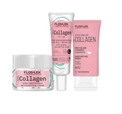 Floslek Fito Collagen Wegańskie Odmładzanie zestaw kosmetyków do pielęgnacji krem nawilżający 50 ml + krem przeciwzmarszczkowy pod oczy 30 ml + krem do rąk i paznokci 50 ml