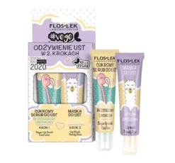 Floslek Lip Care Odżywienie zestaw do pielęgnacji ust cukrowy scrub limonkowy i maska gruszkowa 2 x 14 g