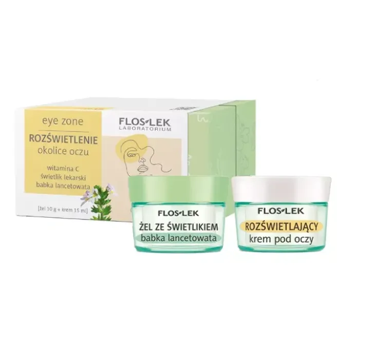 Floslek Rozświetlenie zestaw żel do powiek i pod oczy 10 g + krem pod oczy 15 ml