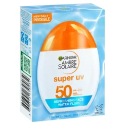 Garnier Ambre Solaire Super UV Refreshing Face Water Fluid SPF50 odświeżający fluid do twarzy z wysoką ochroną 40 ml