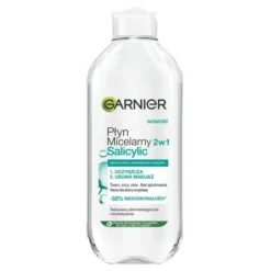 Garnier Salicylic płyn micelarny 2w1 z kwasem salicylowym do oczyszczania i demakijażu twarzy oczu i ust 400 ml
