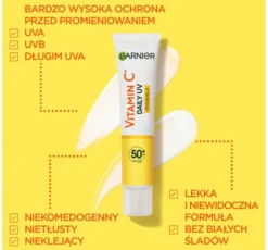 Garnier Vitamin C Daily UV rozświetlający fluid do twarzy SPF50+ Invisible 40 ml