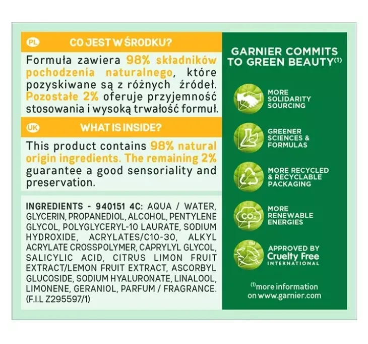 Garnier Vitamin C Glow Jelly nawilżający krem-żel do twarzy 50 ml