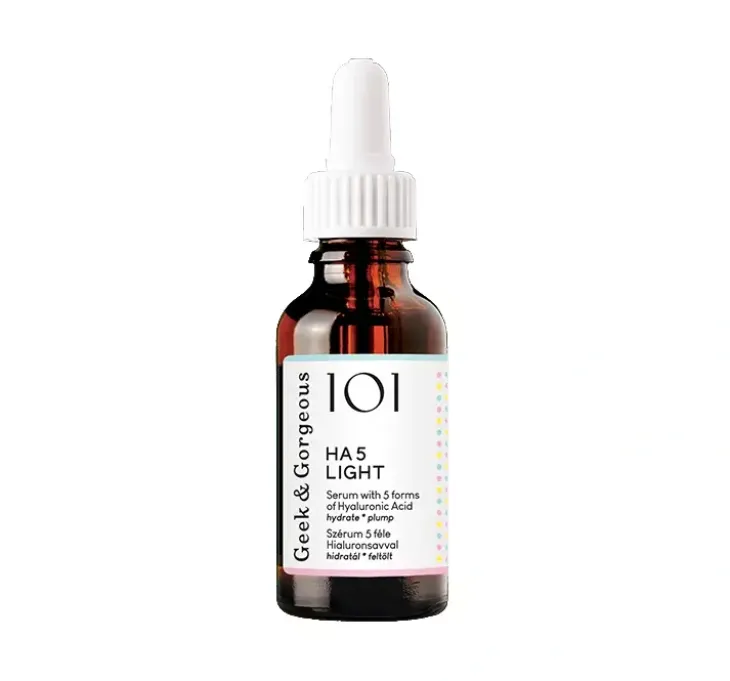 Geek & Gorgeous HA 5 Light nawilżające serum do twarzy z 5 formami kwasu hialuronowego do skóry mieszanej i tłustej 30 ml