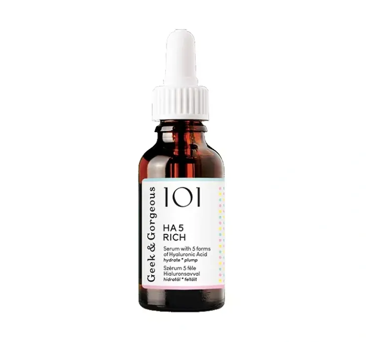 Geek & Gorgeous HA 5 Rich nawilżające serum do twarzy z 5 formami kwasu hialuronowego do skóry suchej i odwodnionej 30 ml