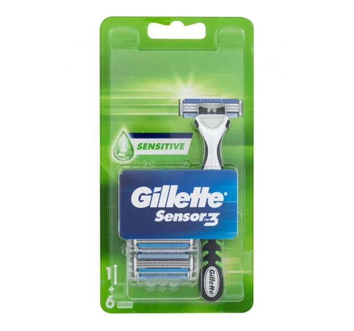 Gillette Sensor3 Sensitive maszynka do golenia dla mężczyzn rączka + 6 wkładów