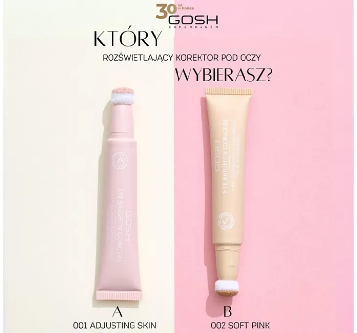 Gosh Eye Bright'n Conceal rozświetlający korektor pod oczy 2w1 002 Soft Pink 12 ml