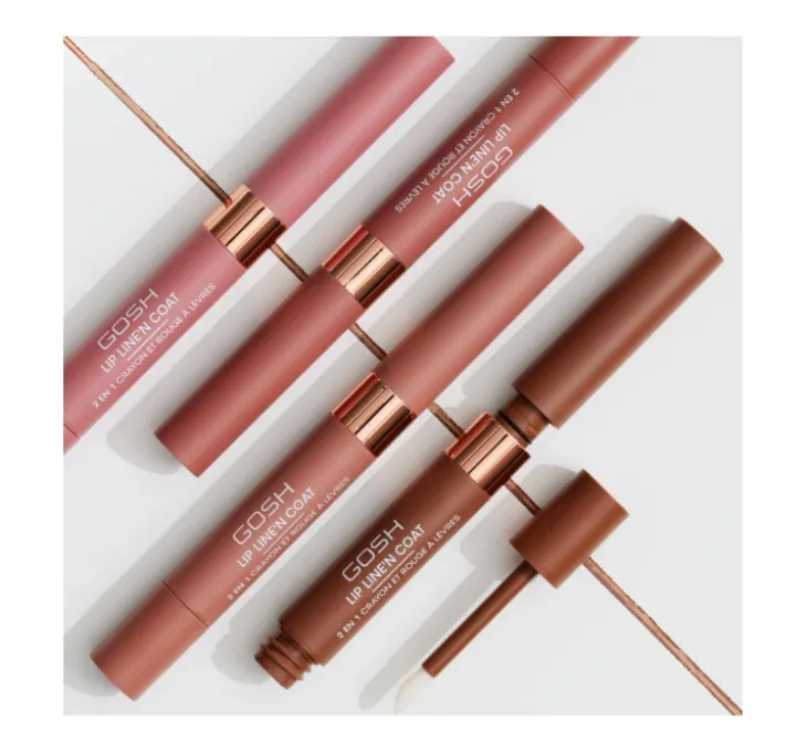 Gosh Lip Line’n Coat zestaw konturówka do ust + matowy top 004 Caramel Toffee 2 ml