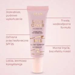 Hean Long Cover All Day Comfort wodoodporny podkład kryjący SPF25 C1 Ivory 25 ml