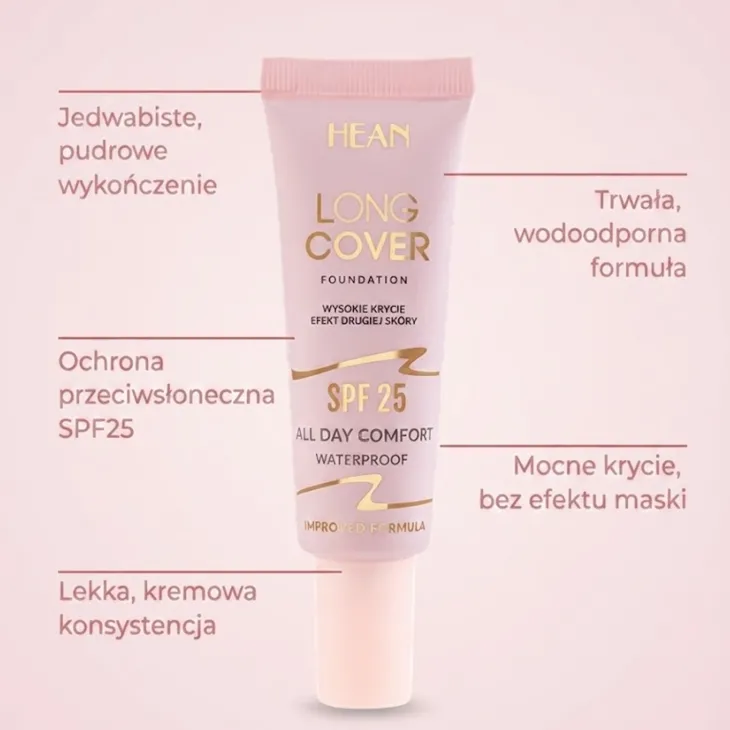 Hean Long Cover All Day Comfort wodoodporny podkład kryjący SPF25 C3 Beige 25 ml