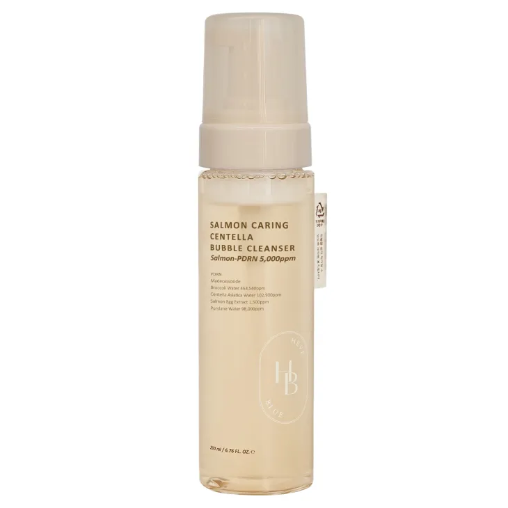 Heveblue Salmon Caring Centella Bubble Cleanser oczyszczająca pianka do twarzy PDRN i wąkrotą azjatycką 200 ml
