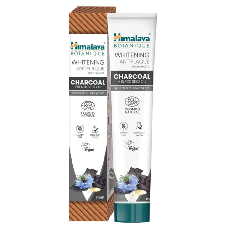 Himalaya Botanique Whitening Antiplaque wybielająca pasta do zębów z węglem aktywnym 75 ml