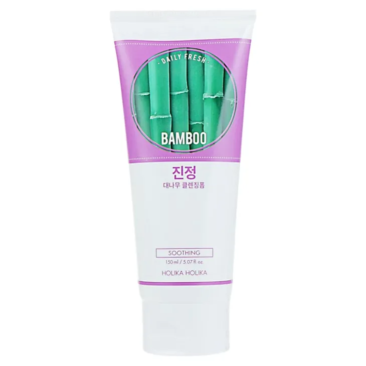 Holika Holika Daily Fresh Bamboo Cleansing Foam pianka oczyszczająca do twarzy z ekstraktem z soku liści bambusa do skóry wrażliwej 150 ml