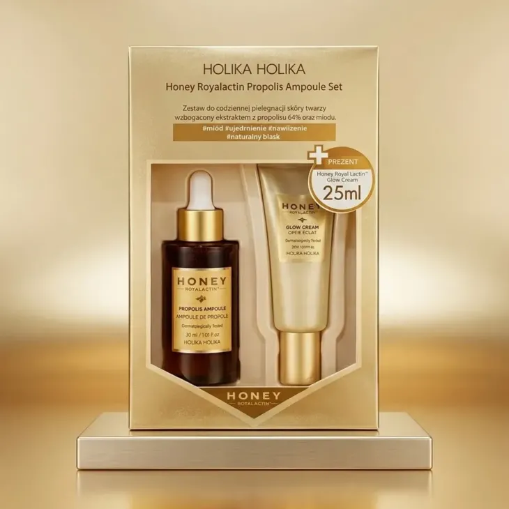 Holika Holika Honey Royalactin Propolis Ampoule Set zestaw prezentowy krem do twarzy 25 ml + liftingująca ampułka 30 ml