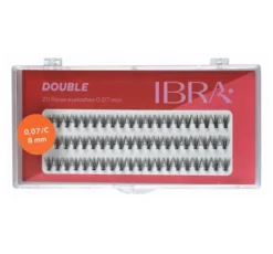 Ibra Sztuczne rzęsy Double kępki czarne C0,07 8mm