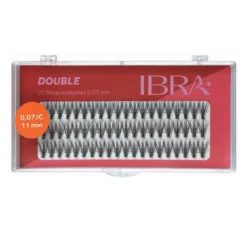 Ibra Sztuczne rzęsy Double kępki czarne C0,07 11mm