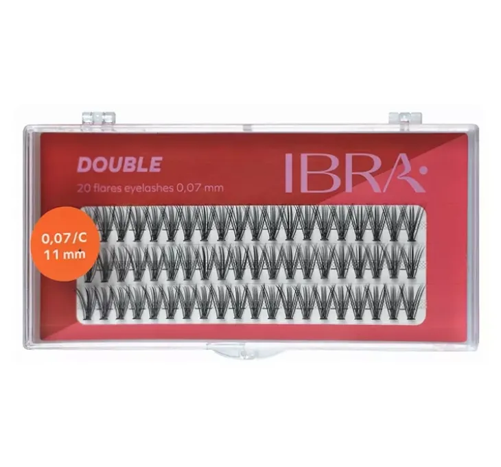 Ibra Sztuczne rzęsy Double kępki czarne C0,07 11mm