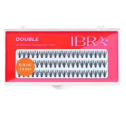 IBRA SZTUCZNE RZĘSY DOUBLE KĘPKI CZARNE C0,07 13MM