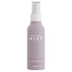 Indigo odświeżająco-ujędrniająca mgiełka do włosów i ciała z kofeiną i różą damasceńską Vanilla & Leather 150 ml
