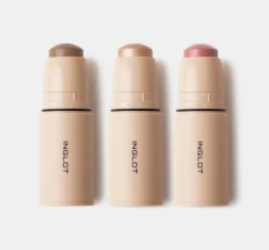 Inglot Shine & Define zestaw kosmetyków w sticku do konturowania na mokro bronzer + róż + rozświetlacz 3 x 6,2 g