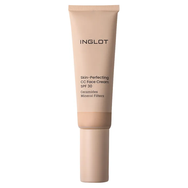 Inglot Skin-Perfecting lekki krem do twarzy CC z filtrem mineralnym SPF30 504 Light-Medium Neutral 30 ml