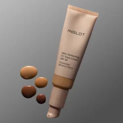 Inglot Skin-Perfecting lekki krem do twarzy CC z filtrem mineralnym SPF30 508 Medium-Deep Warm Golden 30 ml