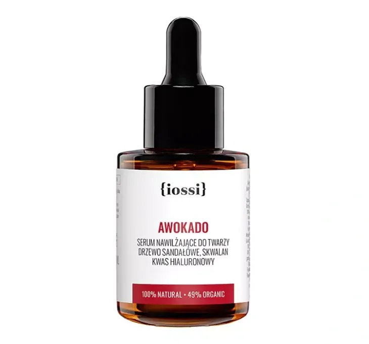 IOSSI NAWILŻAJĄCE SERUM DO TWARZY Z AWOKADO, DRZEWEM SANDAŁOWYM I KWASEM HIALURONOWYM 30ML