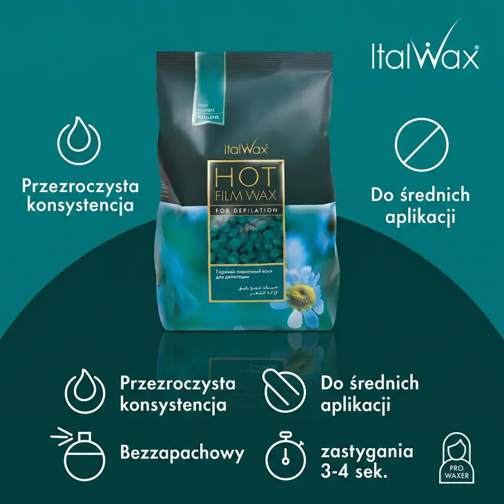 ItalWax twardy wosk do depilacji w granulkach Azulenowy 1000 g