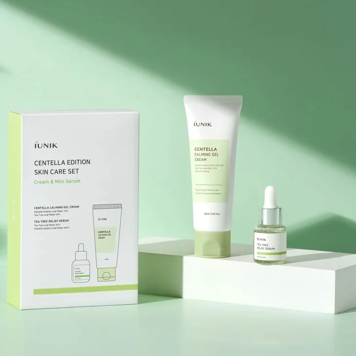iUNIK Centella Edition Skincare Set zestaw do pielęgnacji twarzy łagodzący krem-żel 60 ml + serum kojące 15 ml